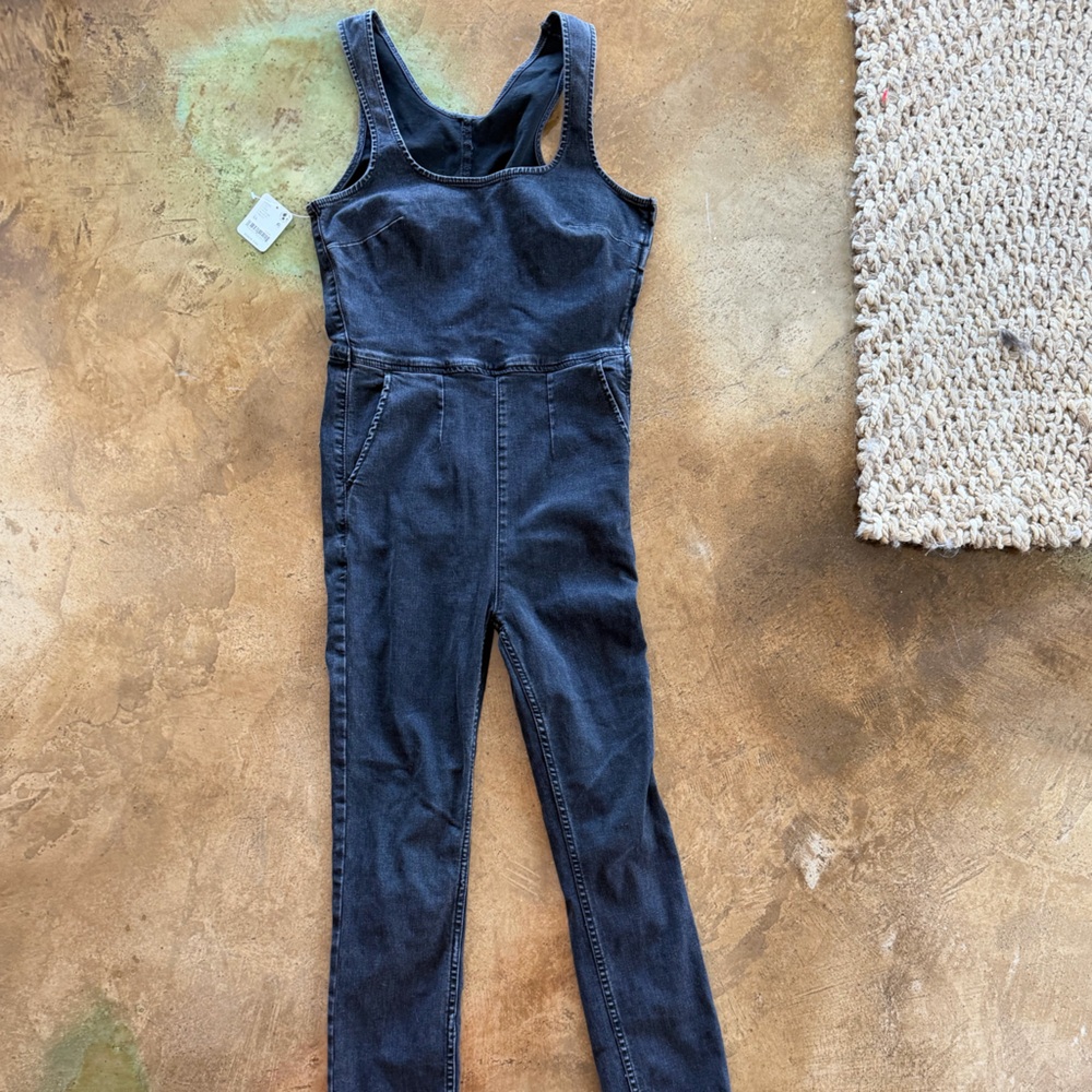 NWT, Never Worn, Free Peopl Black Denim Slim Fit Jumpsuit